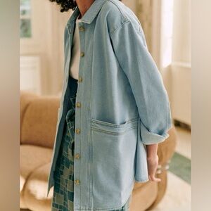 Sezane Will Denim Jacket in Snow Blue size M